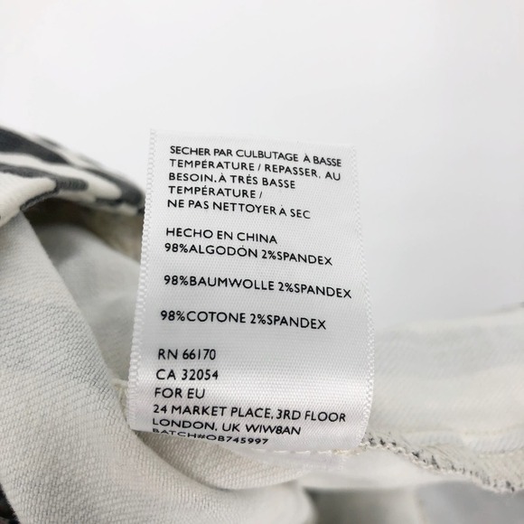 Urban Outfitters Womens A-Line Mini Skirt Small White Striped Stretch Front Zip - Picture 7 of 7